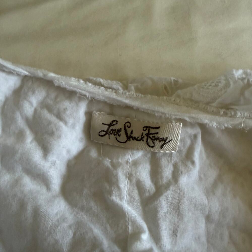 LoveShackFancy White Ruffle Crop Top Sz S Boho Cottagecore Cowgirl Coastal - Picture 5 of 7